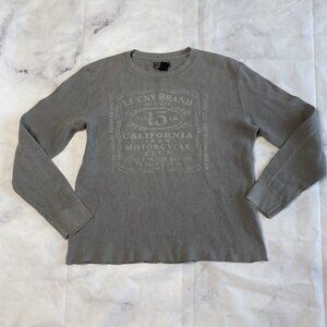 Lucky Brand Gray Waffle Knit Shirt Men’s Size Large Motorcycle Club L/S
